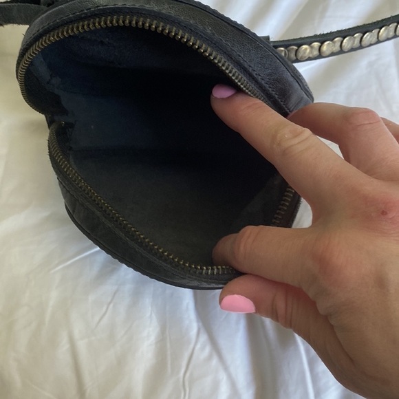 Frye Black Leather Studded Circle Crossbody Bag - Picture 10 of 11